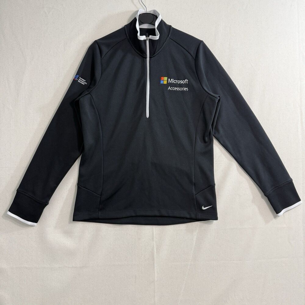 Nike Golf Women L Microsoft Accessories PCM Dri-FIT 1/4 Zip Pullover Black